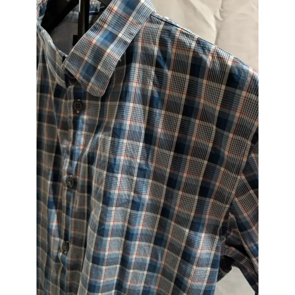 Banana Republic Men’s Size Large Long Sleeve Button Checkered Plaid Shirt Blue